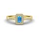 1 - Wanda Desire Emerald Cut 6x4 mm Blue Topaz and Round Diamond Leaf Engraved Halo Engagement Ring 