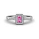 1 - Wanda Desire Emerald Cut 6x4 mm Pink Sapphire and Round Diamond Leaf Engraved Halo Engagement Ring 