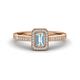 1 - Wanda Desire Emerald Cut 6x4 mm Aquamarine and Round Diamond Leaf Engraved Halo Engagement Ring 