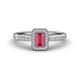 1 - Wanda Desire Emerald Cut 6x4 mm Pink Tourmaline and Round Diamond Leaf Engraved Halo Engagement Ring 