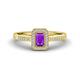 1 - Wanda Desire Emerald Cut 6x4 mm Amethyst and Round Diamond Leaf Engraved Halo Engagement Ring 