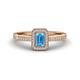 1 - Wanda Desire Emerald Cut 6x4 mm Blue Topaz and Round Diamond Leaf Engraved Halo Engagement Ring 