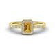 1 - Wanda Desire Emerald Cut 6x4 mm Citrine and Round Diamond Leaf Engraved Halo Engagement Ring 