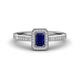 1 - Wanda Desire Emerald Cut 6x4 mm Blue Sapphire and Round Diamond Leaf Engraved Halo Engagement Ring 