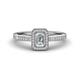 1 - Wanda Desire Emerald Cut 6x4 mm White Sapphire and Round Diamond Leaf Engraved Halo Engagement Ring 