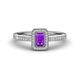 1 - Wanda Desire Emerald Cut 6x4 mm Amethyst and Round Diamond Leaf Engraved Halo Engagement Ring 