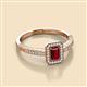 2 - Wanda Desire Emerald Cut 6x4 mm Ruby and Round Diamond Leaf Engraved Halo Engagement Ring 