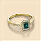 2 - Wanda Desire Emerald Cut 6x4 mm London Blue Topaz and Round Diamond Leaf Engraved Halo Engagement Ring 