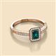 2 - Wanda Desire Emerald Cut 6x4 mm London Blue Topaz and Round Diamond Leaf Engraved Halo Engagement Ring 