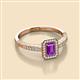 2 - Wanda Desire Emerald Cut 6x4 mm Amethyst and Round Diamond Leaf Engraved Halo Engagement Ring 