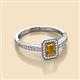 2 - Wanda Desire Emerald Cut 6x4 mm Citrine and Round Diamond Leaf Engraved Halo Engagement Ring 