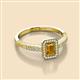 2 - Wanda Desire Emerald Cut 6x4 mm Citrine and Round Diamond Leaf Engraved Halo Engagement Ring 