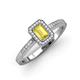 3 - Wanda Desire Emerald Cut 6x4 mm Yellow Sapphire and Round Diamond Leaf Engraved Halo Engagement Ring 