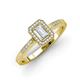 3 - Wanda Desire Emerald Cut 6x4 mm White Sapphire and Round Diamond Leaf Engraved Halo Engagement Ring 