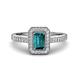 1 - Wanda Desire Emerald Cut 7x5 mm London Blue Topaz and Round Diamond Leaf Engraved Halo Engagement Ring 