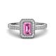 1 - Wanda Desire Emerald Cut 7x5 mm Pink Sapphire and Round Diamond Leaf Engraved Halo Engagement Ring 
