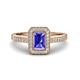 1 - Wanda Desire Emerald Cut 7x5 mm Tanzanite and Round Diamond Leaf Engraved Halo Engagement Ring 