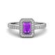 1 - Wanda Desire Emerald Cut 7x5 mm Amethyst and Round Diamond Leaf Engraved Halo Engagement Ring 