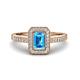 1 - Wanda Desire Emerald Cut 7x5 mm Blue Topaz and Round Diamond Leaf Engraved Halo Engagement Ring 
