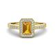 1 - Wanda Desire Emerald Cut 7x5 mm Citrine and Round Diamond Leaf Engraved Halo Engagement Ring 