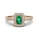1 - Wanda Desire Emerald Cut 7x5 mm Emerald and Round Diamond Leaf Engraved Halo Engagement Ring 