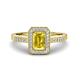 1 - Wanda Desire Emerald Cut 7x5 mm Yellow Sapphire and Round Diamond Leaf Engraved Halo Engagement Ring 