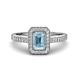 1 - Wanda Desire Emerald Cut 7x5 mm Aquamarine and Round Diamond Leaf Engraved Halo Engagement Ring 