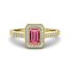 1 - Wanda Desire Emerald Cut 7x5 mm Pink Tourmaline and Round Diamond Leaf Engraved Halo Engagement Ring 