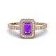 1 - Wanda Desire Emerald Cut 7x5 mm Amethyst and Round Diamond Leaf Engraved Halo Engagement Ring 
