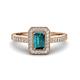 1 - Wanda Desire Emerald Cut 7x5 mm London Blue Topaz and Round Diamond Leaf Engraved Halo Engagement Ring 