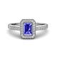 1 - Wanda Desire Emerald Cut 7x5 mm Tanzanite and Round Diamond Leaf Engraved Halo Engagement Ring 