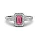 1 - Wanda Desire Emerald Cut 7x5 mm Pink Tourmaline and Round Diamond Leaf Engraved Halo Engagement Ring 