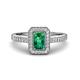 1 - Wanda Desire Emerald Cut 7x5 mm Emerald and Round Diamond Leaf Engraved Halo Engagement Ring 