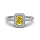 1 - Wanda Desire Emerald Cut 7x5 mm Yellow Sapphire and Round Diamond Leaf Engraved Halo Engagement Ring 