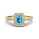 1 - Wanda Desire Emerald Cut 7x5 mm Blue Topaz and Round Diamond Leaf Engraved Halo Engagement Ring 