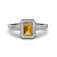 1 - Wanda Desire Emerald Cut 7x5 mm Citrine and Round Diamond Leaf Engraved Halo Engagement Ring 