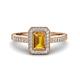 1 - Wanda Desire Emerald Cut 7x5 mm Citrine and Round Diamond Leaf Engraved Halo Engagement Ring 