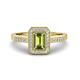 1 - Wanda Desire Emerald Cut 7x5 mm Peridot and Round Diamond Leaf Engraved Halo Engagement Ring 