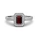 1 - Wanda Desire Emerald Cut 7x5 mm Red Garnet and Round Diamond Leaf Engraved Halo Engagement Ring 