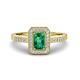 1 - Wanda Desire Emerald Cut 7x5 mm Emerald and Round Diamond Leaf Engraved Halo Engagement Ring 