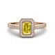 1 - Wanda Desire Emerald Cut 7x5 mm Yellow Sapphire and Round Diamond Leaf Engraved Halo Engagement Ring 