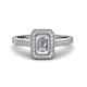 1 - Wanda Desire Emerald Cut 7x5 mm White Sapphire and Round Diamond Leaf Engraved Halo Engagement Ring 