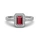 1 - Wanda Desire Emerald Cut 7x5 mm Ruby and Round Diamond Leaf Engraved Halo Engagement Ring 