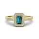 1 - Wanda Desire Emerald Cut 7x5 mm London Blue Topaz and Round Diamond Leaf Engraved Halo Engagement Ring 