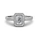 1 - Wanda Desire Emerald Cut 7x5 mm Diamond and Round Diamond Leaf Engraved Halo Engagement Ring 