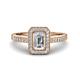 1 - Wanda Desire Emerald Cut 7x5 mm Diamond and Round Diamond Leaf Engraved Halo Engagement Ring 