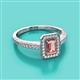 2 - Wanda Desire Emerald Cut 7x5 mm Morganite and Round Diamond Leaf Engraved Halo Engagement Ring 