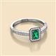 2 - Wanda Desire Emerald Cut 6x4 mm Emerald and Round Diamond Leaf Engraved Halo Engagement Ring 