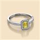 2 - Wanda Desire Emerald Cut 6x4 mm Yellow Sapphire and Round Diamond Leaf Engraved Halo Engagement Ring 