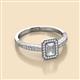 2 - Wanda Desire Emerald Cut 6x4 mm White Sapphire and Round Diamond Leaf Engraved Halo Engagement Ring 